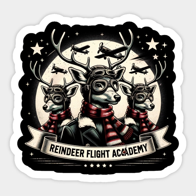 Vintage Reindeer Flight Academy Sticker by EternalEntity